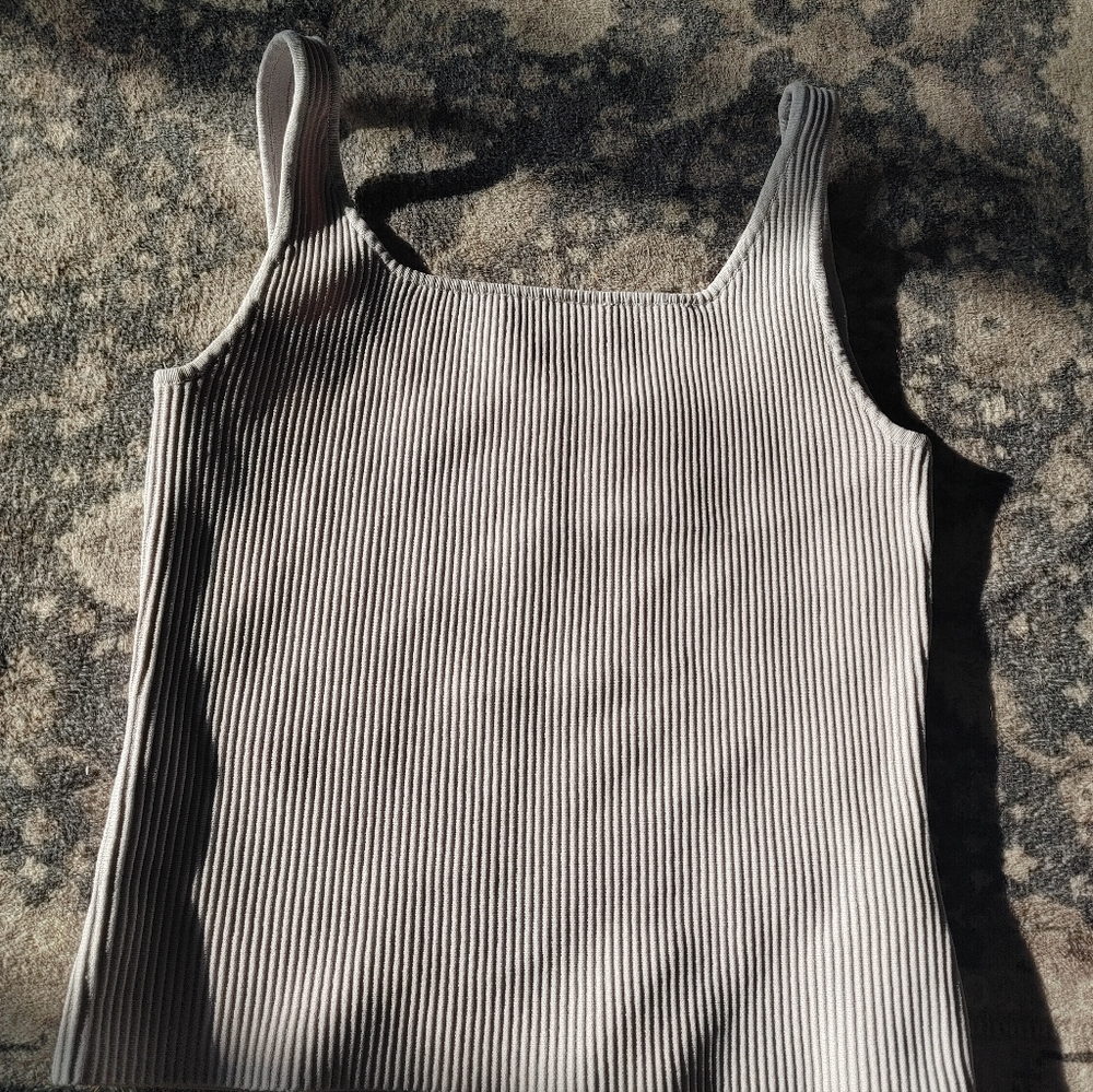 Ribbed Gray/Lavender Tank Top